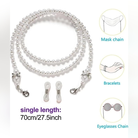 Pearl bead chain for women's glasses & masks - Picture 3 of 4